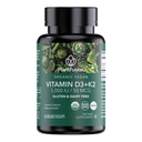 PlantFusion Organic Vegan Vitamin D3 + K2 5,000 IU, 50MCG – Vitamin D Sourced from Plant Based Lichen and Vitamin K2, for Immune Support and Bone Health - 60 Capsules