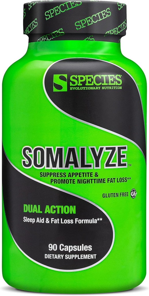 Species Nutrition Somalyze Stimulant Free, Appetite Suppressant with GABA and Melatonin, Gluten Free Caps, 90 Capsules