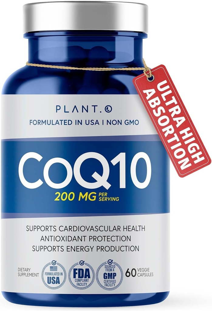 CoQ10 200 mg Softgels , Premium Hızlı Yayın Coenzyme Q10 , Kalp Tamam, Enerji Üretimi, Immune Support ǀ 60 Liquid Capsules