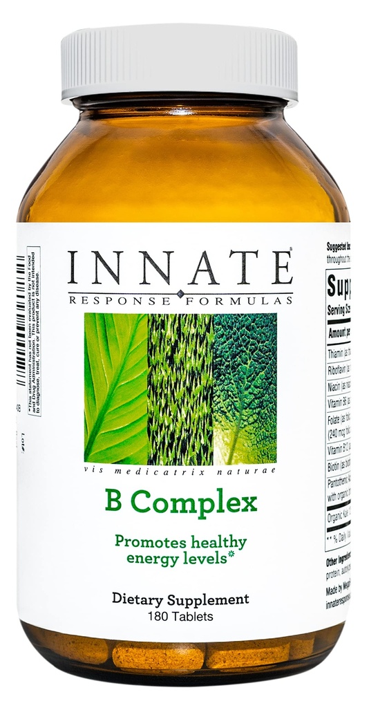 INNATE Response Formulas B Complex - B συμπλήρωμα βιταμίνης - Υποστηρίζει την παραγωγή και το μεταβολισμό κυτταρίτιδας - Vegan, Kosher, μη GMO έργο Επαληθευμένο - Κατασκευάζεται χωρίς 9 αλλεργιογόνα τροφίμων - 180 δισκία