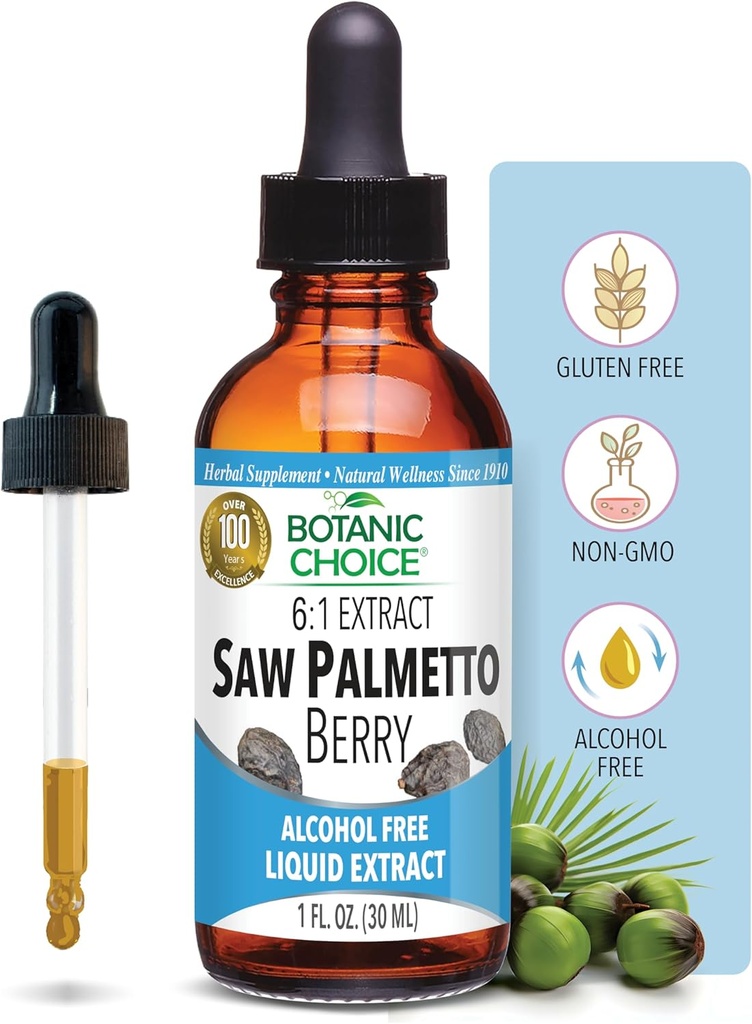 Botanic Choice Saw Palmetto Berry Alkol Ücretsiz Sıvı Ekstraksiyon, 1 Akış Ounce