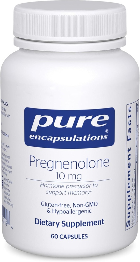 Pure Encapsulations Pregnenolone 10 mg - Support Memory & Hormon Balance* - Hormon Precursor - Gluten Free & Non-GMO - 60 Capsules