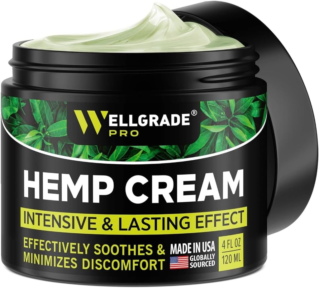 WELLGRADE PRO Hemp Extract Cream - ABD Made - Dizler, Joints & Back - Arnica, MSM & Menthol, 4 Fl Oz Oz