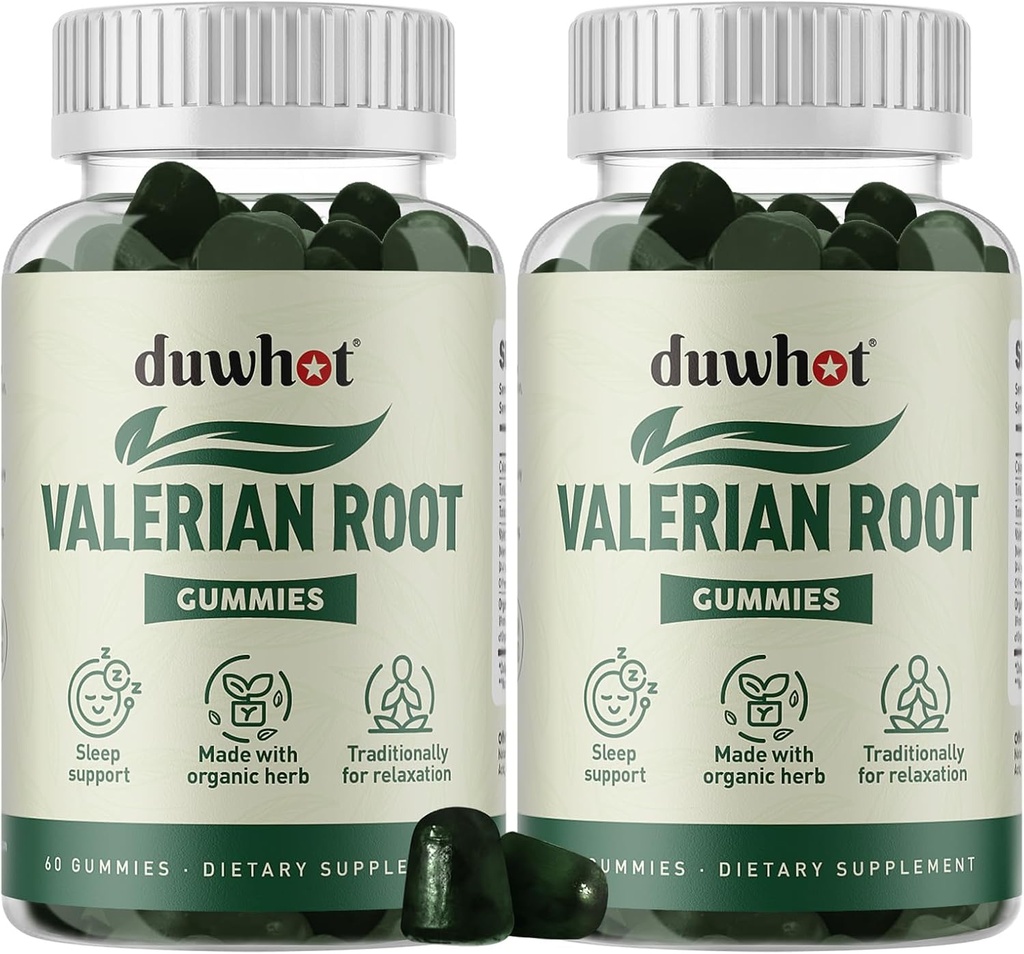 Valerian Root Gummy, Organik Valerian Root for Sleep & Stress Relief, Chamomile Flower ile Yetişkinler, Çocuklar-Friendly, Apple Flavor, 120 Konts
