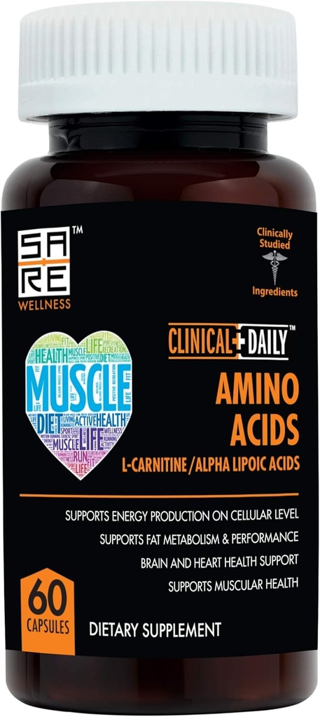 KURAL DAILY Acetyl L Carnitine - Alfa Lipoic Essential Amino Asits Supplements Capsules for Women, Men or Elderly- ALCAR ALA Kompleksi Metabolism, Beyin, Kalp ve Kas Health- 60 Pills