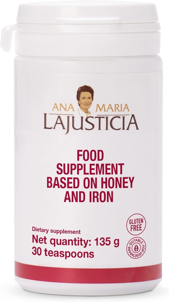 Ana Maria Lajusticia - Honey ile Demir - Gıda Supplement - 135g (30 tatlı)- Süt ve Gluten Free. Vegetarian Friendly. Vascular Health'i teşvik etmek için mükemmel.