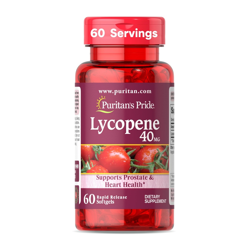 Puritan'ın Gurur Premium Lycopene 40 mg, Prostate, Antioksi, Kalp Sağlığı ve Genel Sağlık Desteği, 2 Ay Supply, 60 Hızlı Yayın Softgels