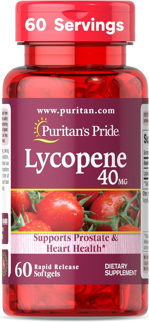 Puritan'ın Gurur Premium Lycopene 40 mg, Prostate, Antioksi, Kalp Sağlığı ve Genel Sağlık Desteği, 2 Ay Supply, 60 Hızlı Yayın Softgels
