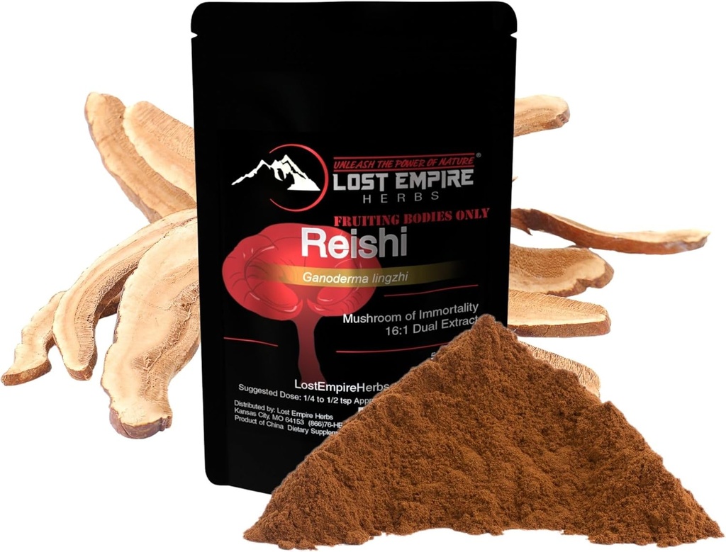 Lost Empire Herbs Reishi (Ganoderma Lucidum) Mushroom Toz | Organik 16:1 Real Mushrooms Not Mycelium | for Immune Support (15 Grams)