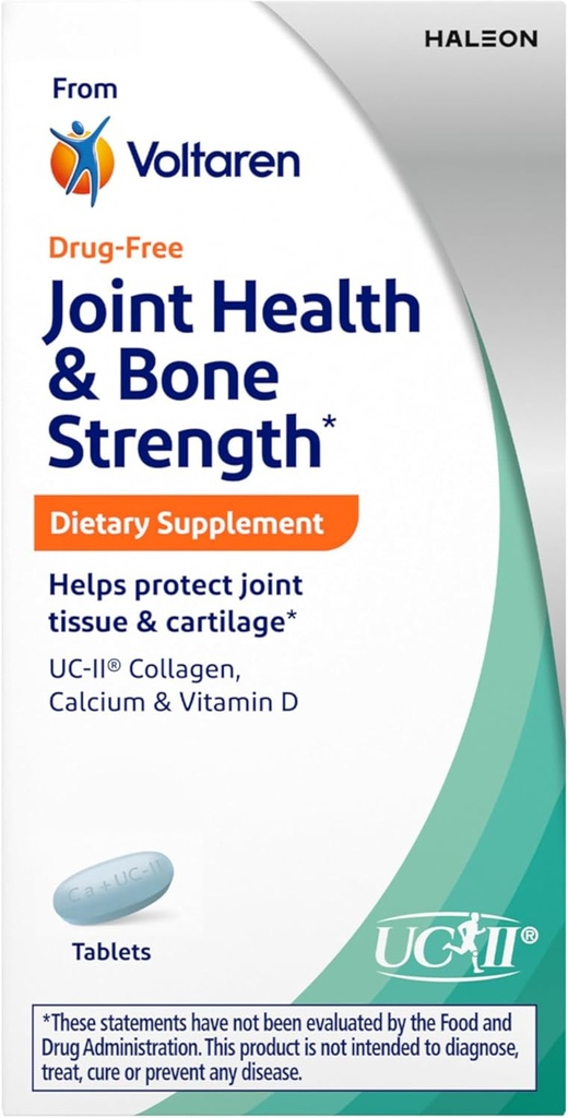 Voltaren Joint Health and Bone Strength Dietary Supplement from Voltaren, με UC-II (R) Collagen, Calcium, και βιταμίνη D για υγιή γήρανση του κοινού ιστού και Cartilage – 30 Count Bottle