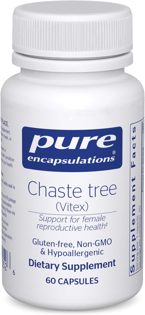 Saf Encapsulations Chaste Tree (Vitex) - Destekler Menstrual Cycle Regularity - for Chest Comfort* - Women's Supplement - Hormonal Balance Support - Non-GMO & Vegan - 60 Capsules