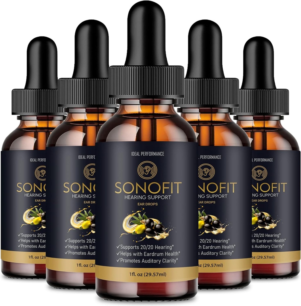 Sonofit Εμβοές Ανακούφιση για Drops δακτυλίων αυτιών, Sonofit Εμβοές συμπλήρωμα Sonofit Υγιεινό αυτί Υποστήριξη συμπλήρωμα - μέγιστη δύναμη Advanced Formula Sonofit σταγόνες Ακρόαση Κριτικές Υποστήριξη (5 πακέτο)