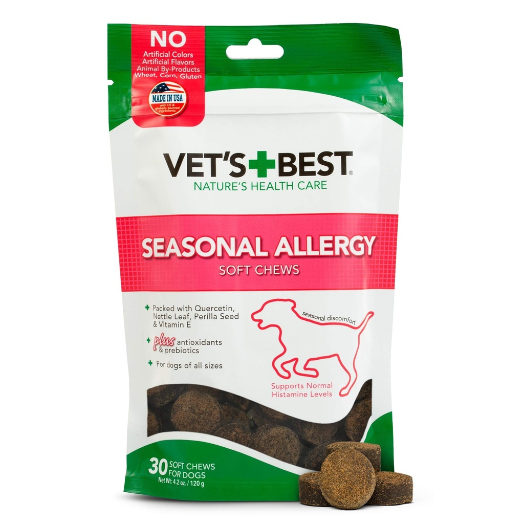 Vet'in En İyi Mevsimsel Alerji Yumuşak Chew Dog Supplements, Soothes Köpekler Skin Irritation Çünkü Mevsimlik Tüm enerjiler, 30 Gün Supply
