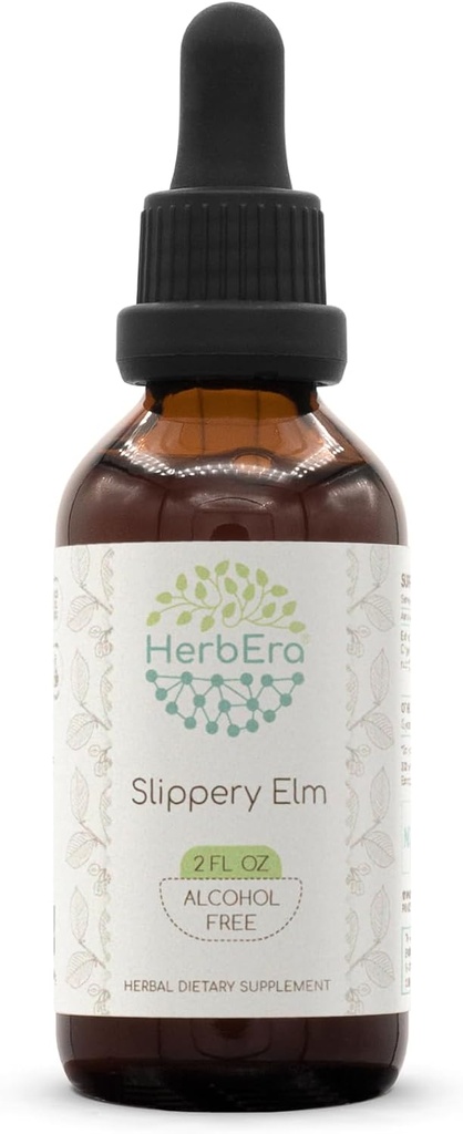 HerbEra Slippery Elm B60 Alkol-Free Herbal Extract Tincture, Tempd Liquid Drops Natural Slippery Elm (Ulmus Rubra) 2 fl oz