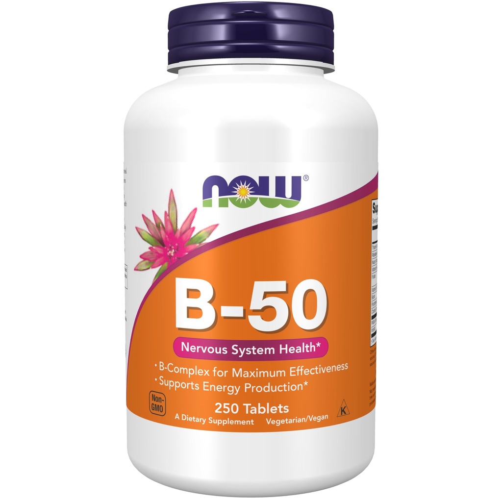 Şimdi Gıdalar Tamamlar, B-50 mg, Enerji Üretimi *, Nervous System Health*, 250 Tablet