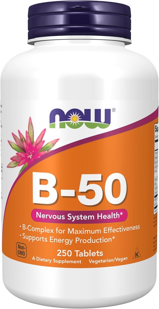Şimdi Gıdalar Tamamlar, B-50 mg, Enerji Üretimi *, Nervous System Health*, 250 Tablet