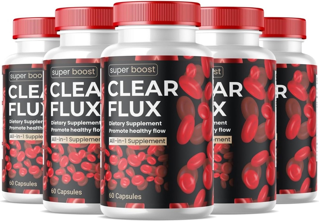 (5 Pack) Clear Flux Supplement Detox Cleanse, Capsules Blood Record Support Advanced Formula, ClearFlux Capsules En Güçlü Tüm Doğal Vitaminler Sağlığı (300 Capsules)