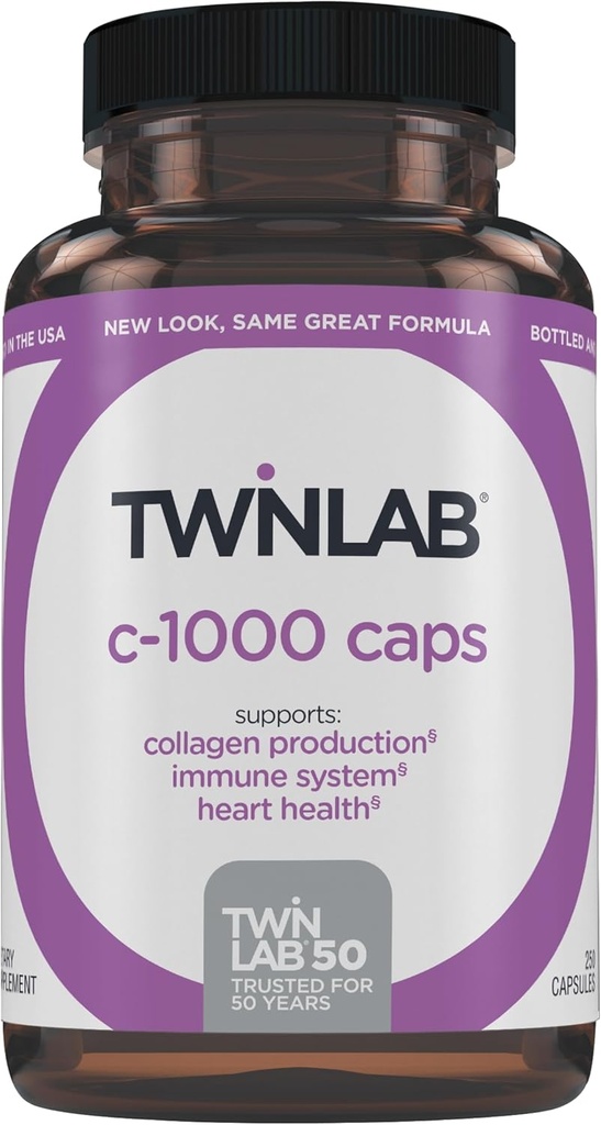 Twinlab C-1000 Caps - C Immune Support Supplements for Men and Women - 250 Capsules
