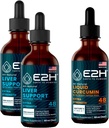 E2H: Liver Support Supplement (2 Pack - 4 Fl Oz) ve Sıvı Turmeric Curcumin (Tek Şişe - 2 Fl Oz) | Vegan, Non-GMO - (6 Fl Oz Total) - Schen