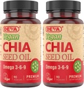DeVA Vegan Βιταμίνες Τσία Έλαιο Σπέρματος, Συσκευασμένο με Ωμέγα 3, 6, 9 & Άλλα Απαραίτητα Λιπαρά Οξέα, Ψυχρό-Pressed & Unrefined, 90 Κάψουλες, (Pack of 2)