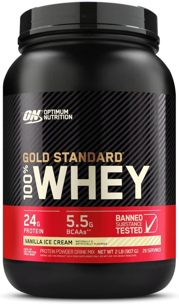 Optimum Beslenme 100% Whey Gold Standard, Vanilla Ice Cream, 2 Pound