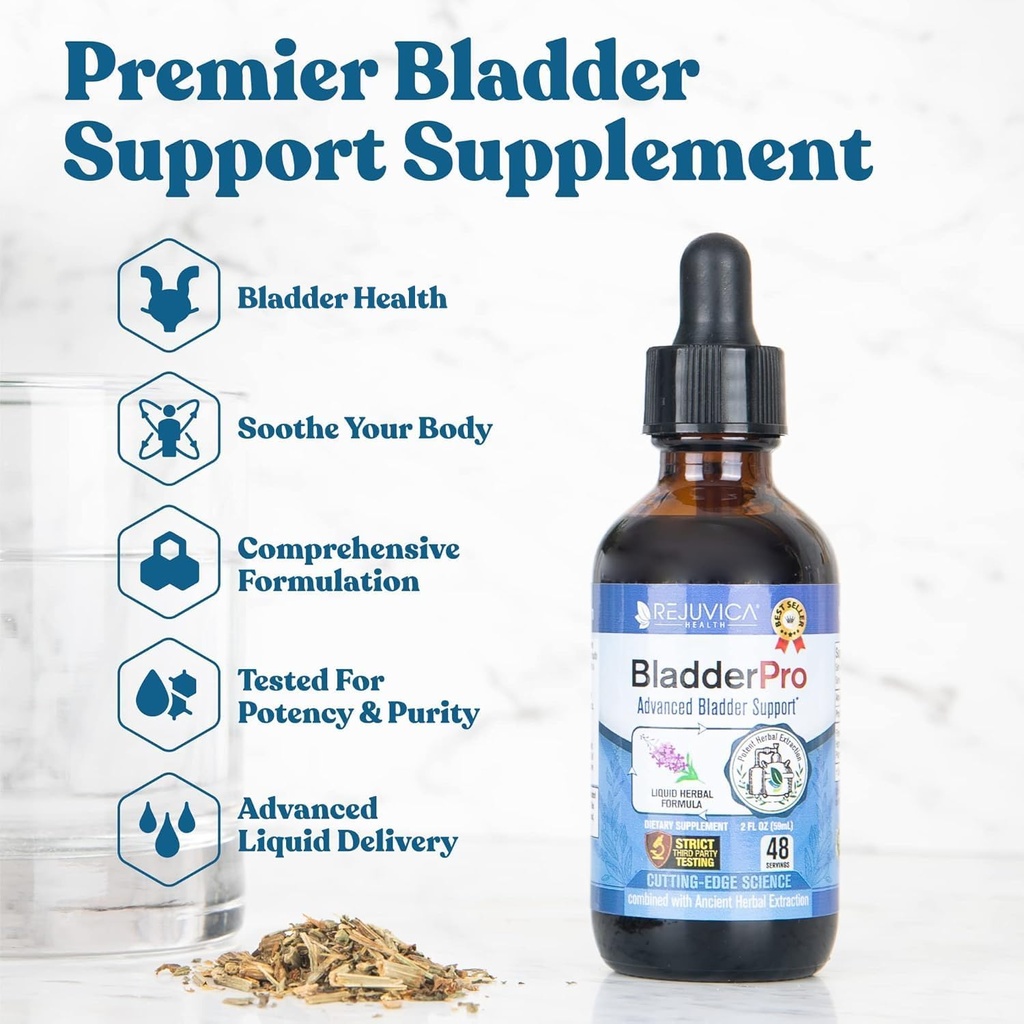 Rejuvica Health BladderPro for Men and Women - Bladder Support Supplement - Daha İyi Absorpsiyon için Sıvı Teslimat - Candy Seed, Uva Ursi, Altınrod ve Daha Fazlası
