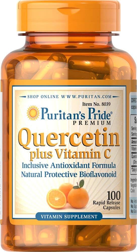 Puritan's Pride Premium Quercetin Dihydrate Plus Vitamin C 1400mg, Συμπλήρωμα διατροφής για ένα υγιές ανοσοποιητικό σύστημα, καρδιά και συνολική υποστήριξη υγείας, 100 κάψουλες ταχείας απελευθέρωσης