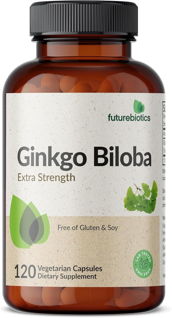 Futurebiotics Ginkgo Biloba Επιπλέον δύναμη υποστηρίζει τη λειτουργία του εγκεφάλου και την υποστήριξη μνήμης, 120 κάψουλες χορτοφάγων
