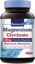 Bonawell Glycinate, Chelated Magnezyum Supplement, maksimum Bioavailability & Abxia, No Gluten, 100 mg Elemental, Nerve, Heart, Muscle Health & Relaxation, 90 Vegan Capsules