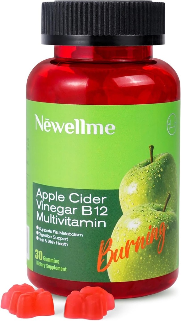 YENİELLME Apple Cider Vinegar Gummies B12 Multivitamin,ACV Supplement Gummy Vitamins,Vejetaryen Supplement for Women & Men,Non GMO, Support Normal Enerji Seviyeleri & Gut Health 30 Gummies (30)
