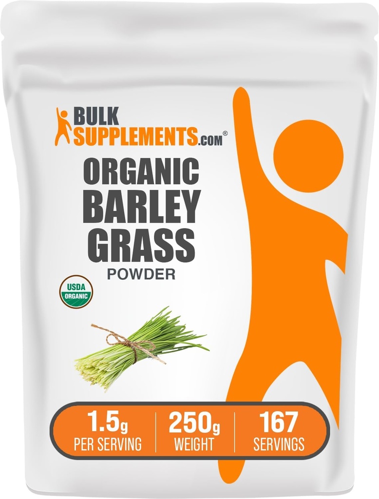 BulkSupplements.com Βιολογικό Κριθάρι Grass Powder - Green Superfood Powder, Βότανο συμπλήρωμα - Vegan-Friendly, 1,5g ανά υπηρεσία, 250g (8,8 oz) (πακέτο του 1)