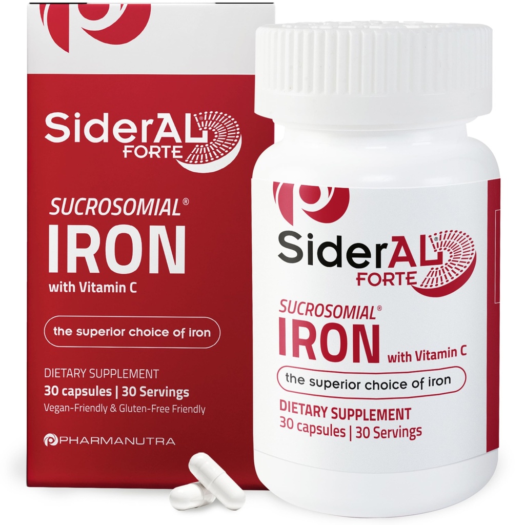 SiderAL Forte Iron Supplement Klinik olarak Side Etkileri olmadan Seviyeleri artırmak için çabaladı | Sucrozoial High Abxia Gentle Iron Pills for Women and Men | Vitamin C | Anemia & Energy Support | 30 ct