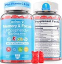 Phosphatidylserine Supplement 100 mg, Çocuklar için Oda Gummies + Vitamin C & D3 400IU, Sugar Free Kids Brain Gummies Dikkat & Concentration, Chewable, Vegan, Gluten Free, Non-GMO 60Cts
