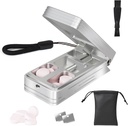 Küçük ve küçük Pills için Pill, Profesyonel alüminyum Pill Auto Centering Device ve 2 Değiştirilebilir Paslanmaz Çelik Bıçaklar, Portre Pill Splitter with PU Case (Silver)