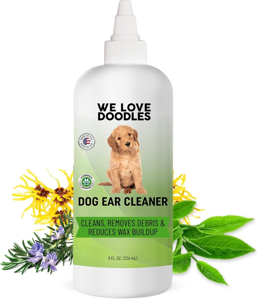 We Love Doodles Dog Ear Clean | Ear Wash for Dogs | Made in USA | Natural | Clean Ear Drops | Engeller Enfeksiyonu, Itching & Odor | Puppy Ear Cleanser | Pet Temizlik Ears Çözüm