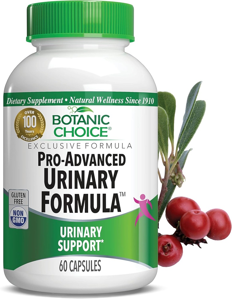 Botanic Choice Pro-Advanced Urinary Formula-Blend for Urinary Tract Health Support - Magnezyum Cranberry Uva Ursi Damiana - 60 Capsules
