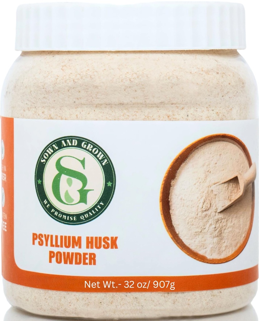 Psyllium Husk Toz- 2lb, 32oz | Easy Mix Diyetary Fiber | Digestive System | Finely Ground Toz | Keto Baking için ideal | Non-GMO