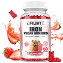 Çocuklar için Demir Gummies, Kadınlar ve Erkekler, Multivitamin ile Demir Supplement - B Complex, C, B6, B12, Folate, anemia, Iron Deficiency, Blood Builder, Enerji - Strawberry Flavor, Vegan 60ct