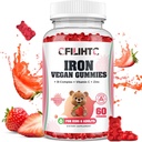 Iron Gummies for Kids, Women & Men, Iron Supplement with Multivitamin - Vitamin B Complex, C, B6, B12, Folate, Zinc for Anemia, Iron Deficiency, Blood Builder, Energy - Strawberry Flavor, Vegan 60ct