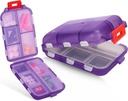 Seyahat Pill Box – Seyahat Pill Organizer – Compact Portable Pill Case with 10 Karşılaştırma – Pill Case for Purse, Pocket – Dayanıklı Günlük Pill Organizer For Vitamins, Supplements (Purple)