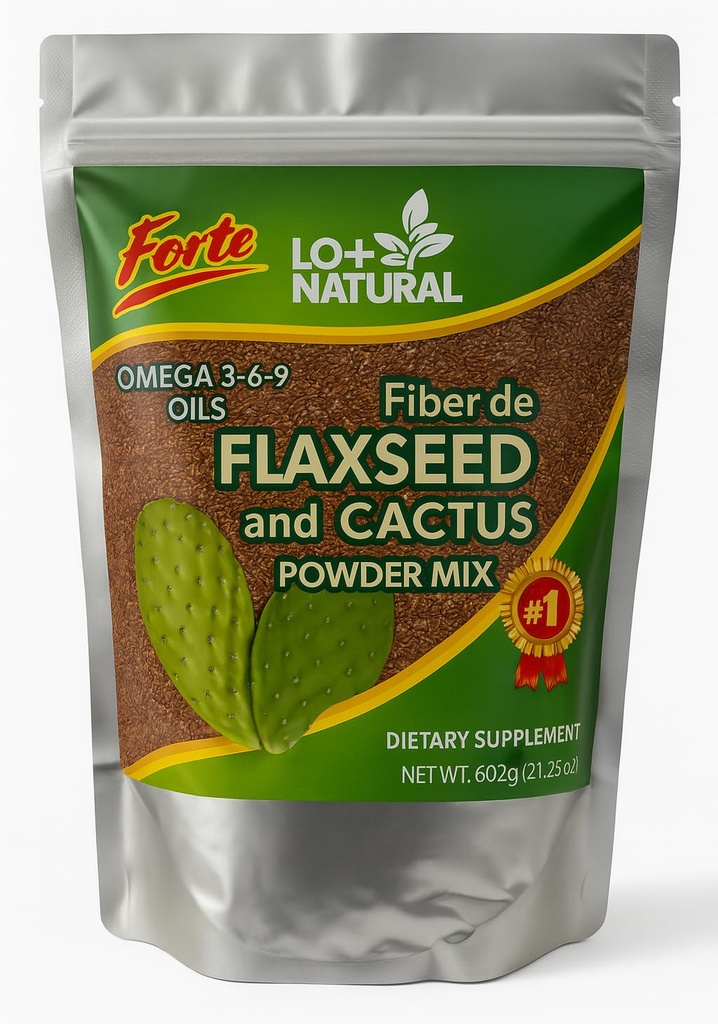 Linaza con Nopal Forte – 8 oz – 100% Natural Flaxseed & Nopal Cactus Powder – Fiber-Rich Digestive Support – Ground Blend Dietary Supplement – Vegan & Non-GMO