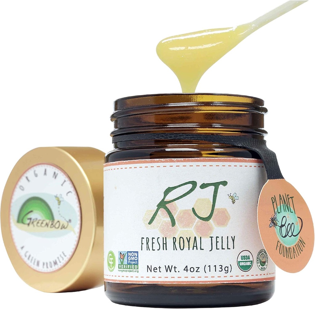 Greenbow Organik Taze Kraliyet Jelly -% 100 USDA sertifikalı Organik, Non-GMO, Halal, Pure, Gluten Free - En Beslenme Paketinden Biri - (113g)
