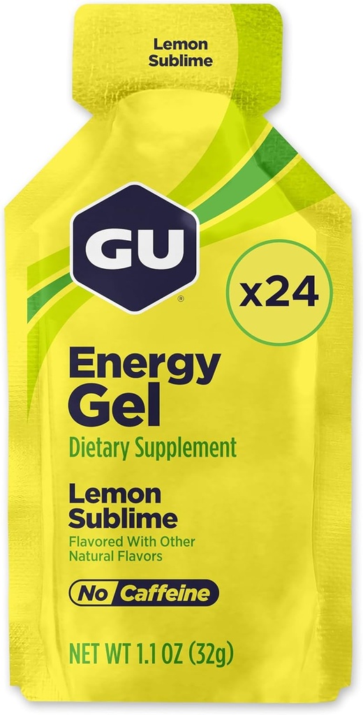 GU Energy Original Sports Nutrition Energy Gel, Vegan, Gluten-Free, Kosher ve Süt-Free On-Go Energy for Any Workout, 24Count, Lemon Sublime
