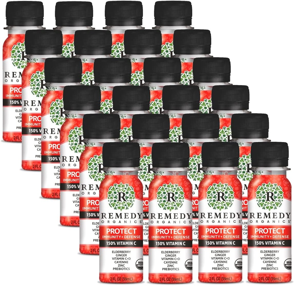 Remedy Organics Protect Immunity + Defense Shot, Plant Based, 2 ρευστές ουγγιά (Pack of 12)
