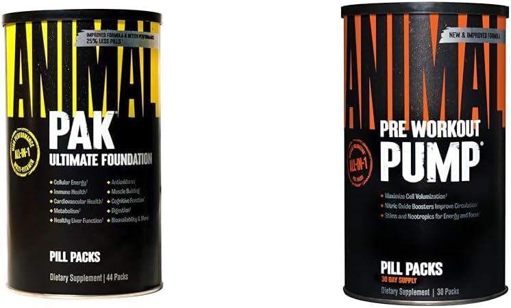 Animal Pak - Βολικό All-in-One πακέτο βιταμίνης & συμπλήρωμα - ψευδάργυρος & αντλία – Preworkout - Vein Popping Αντλίες – Εύκολο να αφαιρέσετε διεγερτικό χάπι για κάθε φορά προπονήσεις – 30 Μέτρα