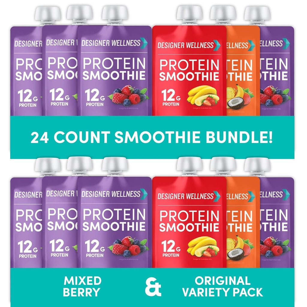 Σχεδιαστής Wellness Protein Smoothies Variety Pack και Mixed Berry Bundle