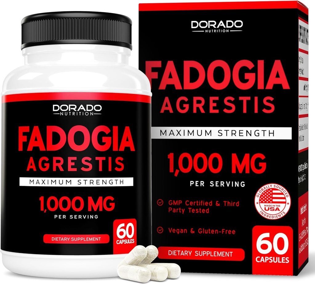 Fadogia Agrestis, hizmet başına 1000 mg - [Maximum Strength] - Güçlü, Drive, Athletic Performance, Muscle Mass - Üçüncü Parti Test Edildi - Zero Fillers - Gluten Free, Non-GMO, Vegan Capsules