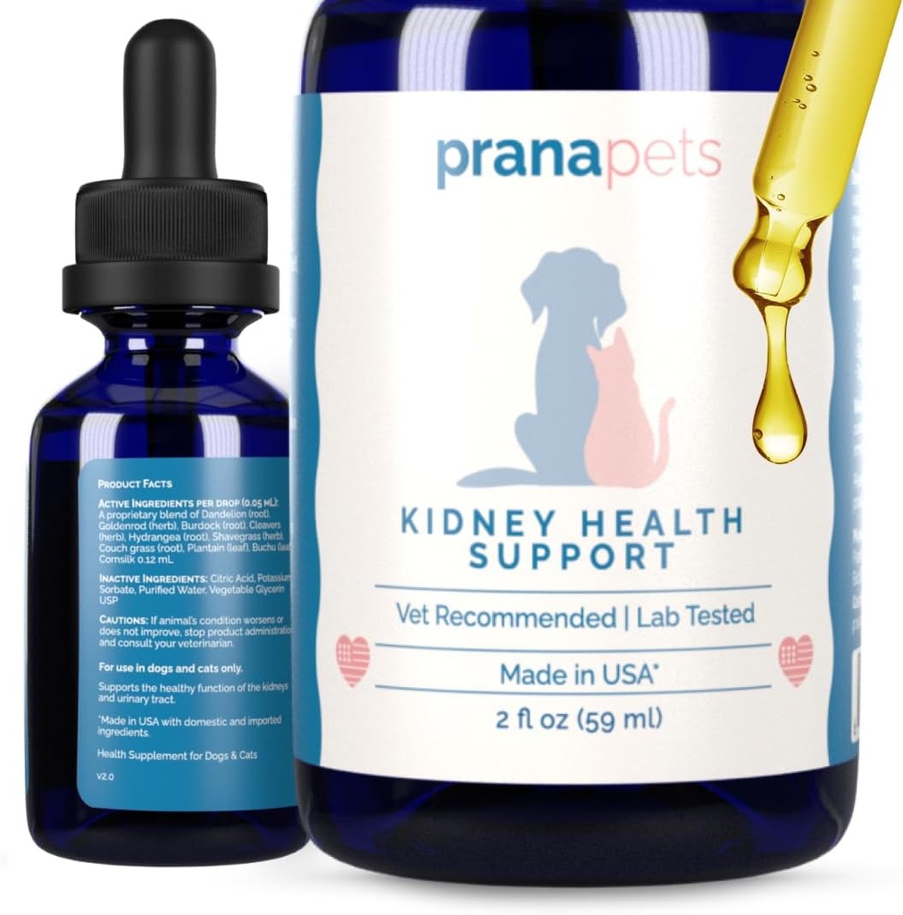 PranaPets Kidney Health Support Supplement for Cats | Natural Supports Health Kidney Function in Cats | Herbal Formula Inflammation & Sence of Kidney Issues