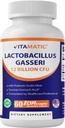 Vitamatic Lactobacillus Gasseri - DR Capsule başına 12 Milyar - 60 Kont - Digestive Support - Prebiyotik Inulin Fiber