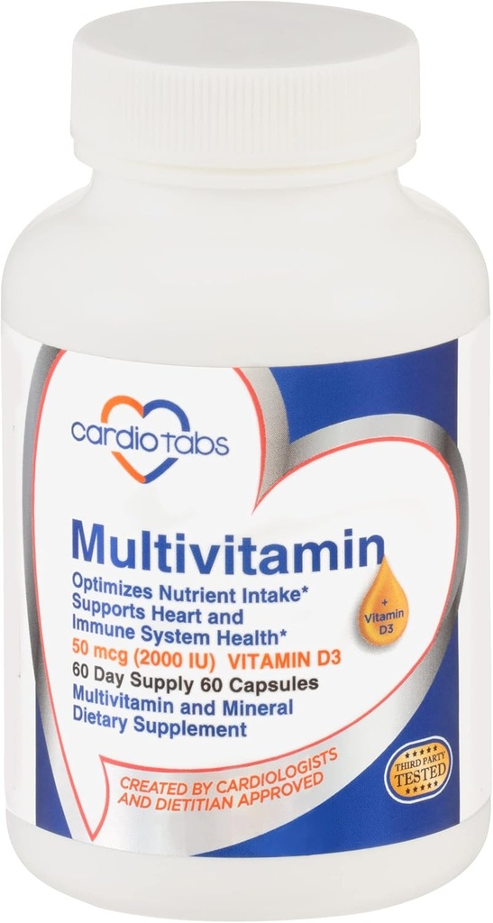 Multivitamin - Kalp ve Immunity Supplements for Men & Women, Multivitamin for Men & Women, Minerals B-Vitamin Kompleksi, A, C, E, K ve 2000 IU D3, 60-Count Şişe Şişe